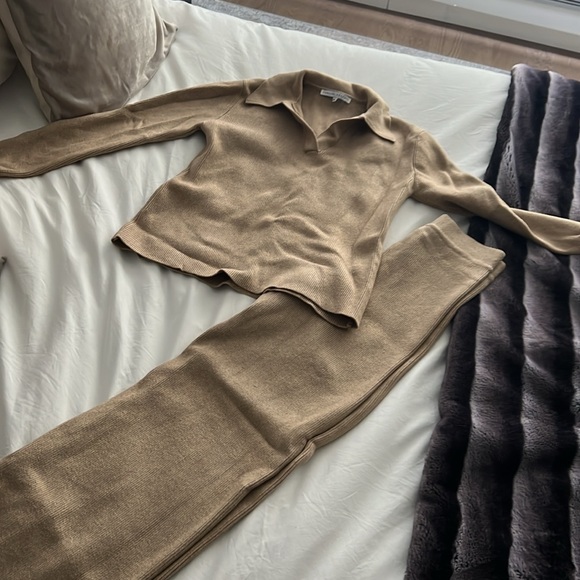 English factory knit wide pants and polo collar knit sweater - selling as a set - Picture 3 of 4